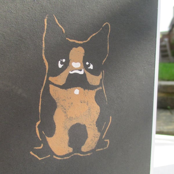 Eco-friendly hand painted card French Bulldog birthday, dog lovers