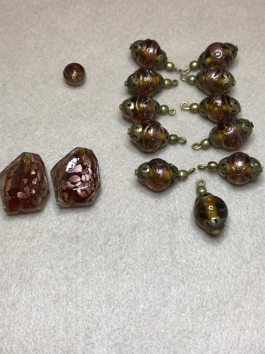 Bronze Coloured Lampwork Beads