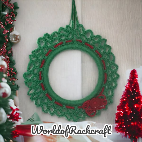 Crochet green wreath
