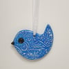 Clay bird hanging decoration, blue bird home decor