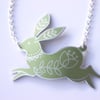 Custom listing for Helen……..Hare necklace in green and silver