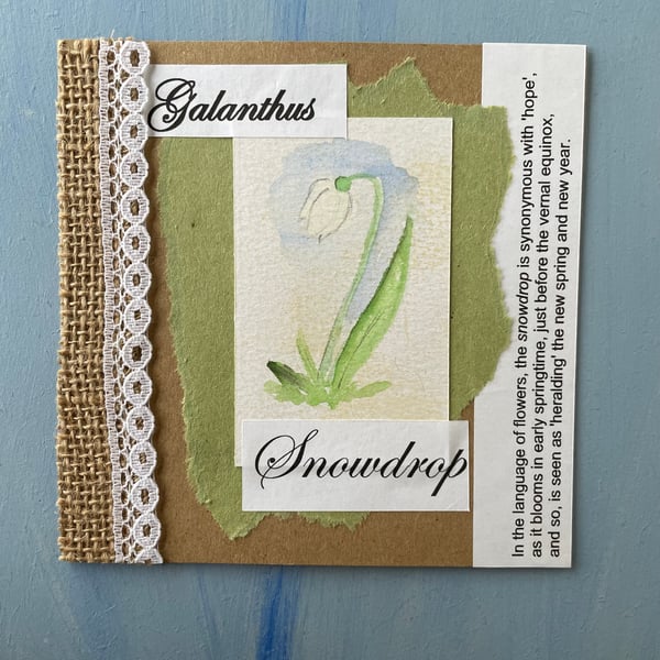 Vintage style Snowdrop card for any occasion 