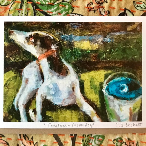 Greyhound Moon Dog - 3 x Greeting Card Pack, Individually Signed
