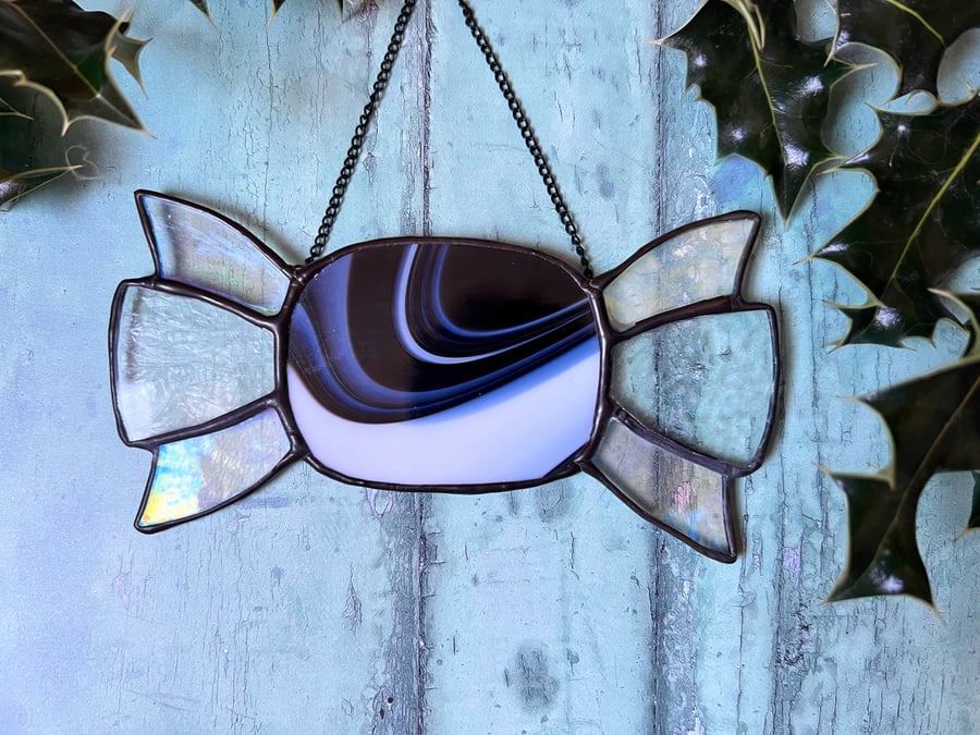 Stained glass humbug Christmas decoration - Perfectly Imperfect