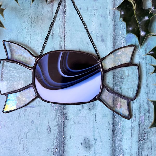 Stained glass humbug Christmas decoration - Perfectly Imperfect