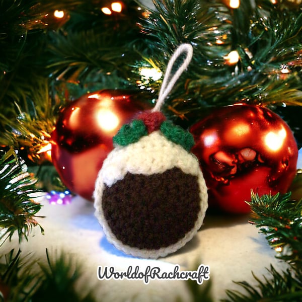 Crochet Christmas pudding tree ornament