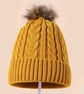 Knitted Pompom Beanie - mustard