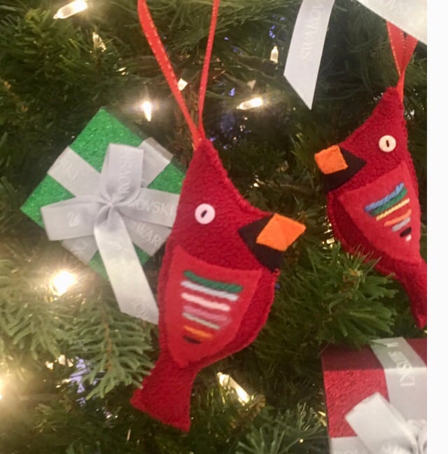 Summer Seconds Felt red bird Christmas  decoration folksy Christmas 2026