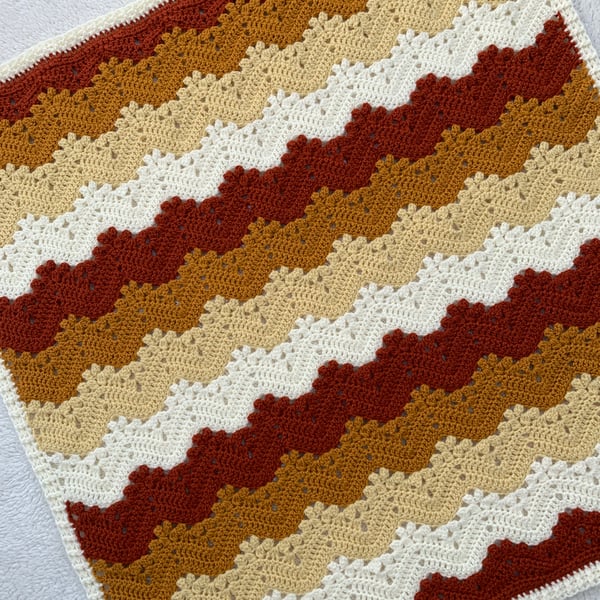 Autumn Crochet Baby Blanket - Handmade Chevron Nursery Blanket - Made to Order