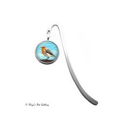 Silver Plated Robin Art Cabochon Bookmark