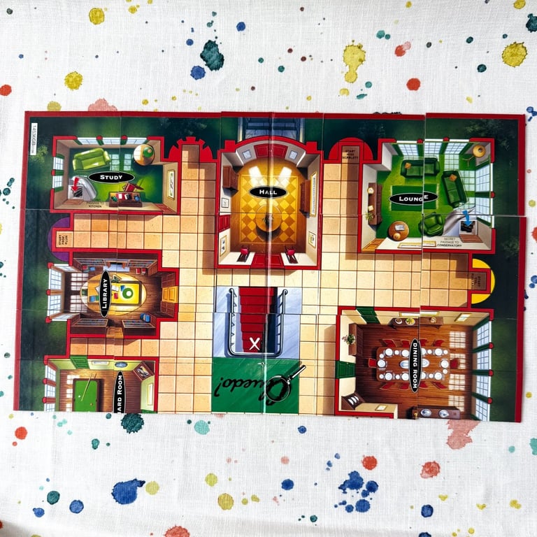 Cluedo Game Board Cut for Coasters - No Varnish or Backing - Super Seconds