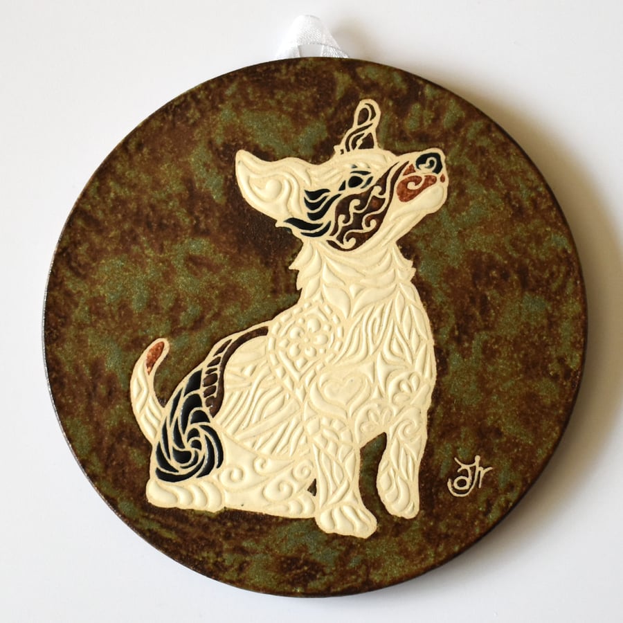 A124 Wall plaque coaster jack russell terrier (Free UK postage)