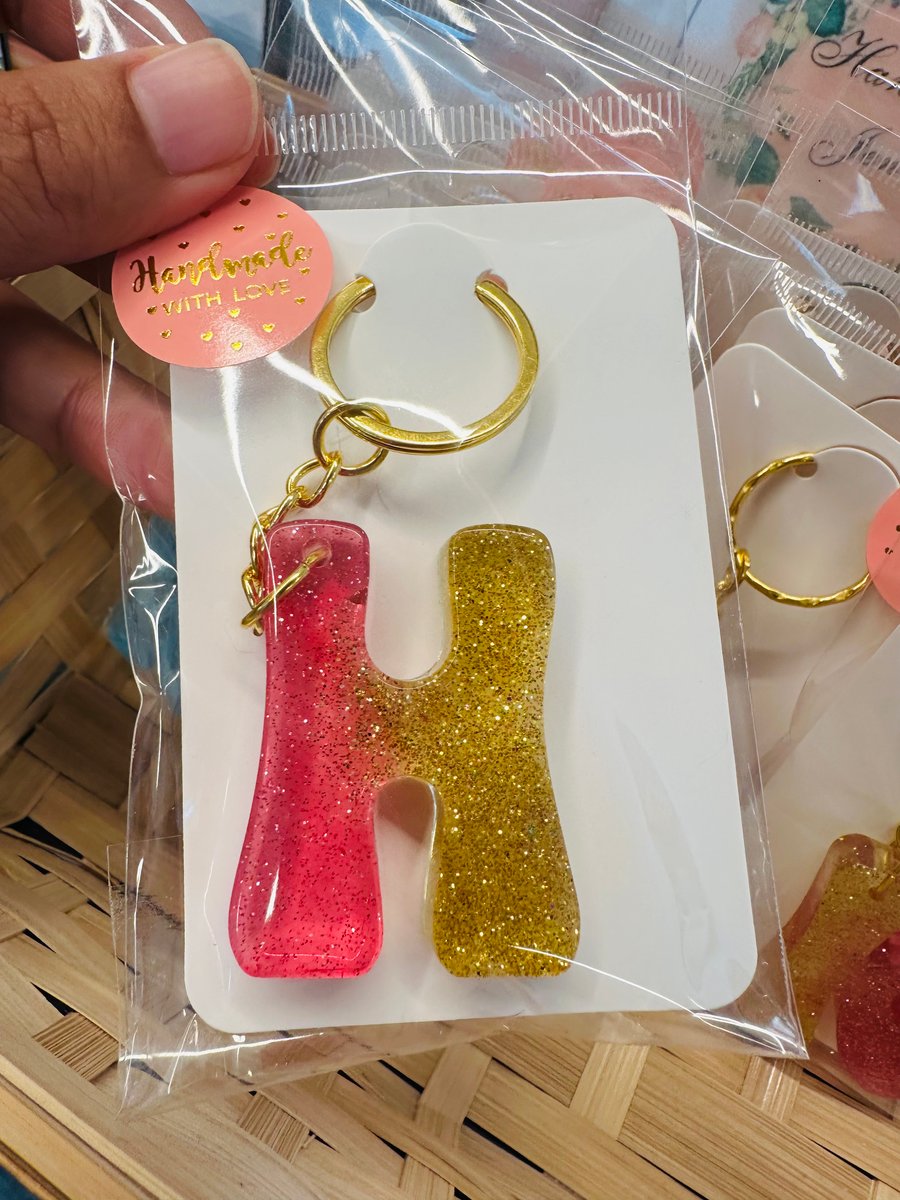 Resin Alphabet Keyrings (A-Z) Raspberry and Mango