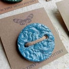 Extra large chunky ceramic button in demin blue 5cm, 2 inch