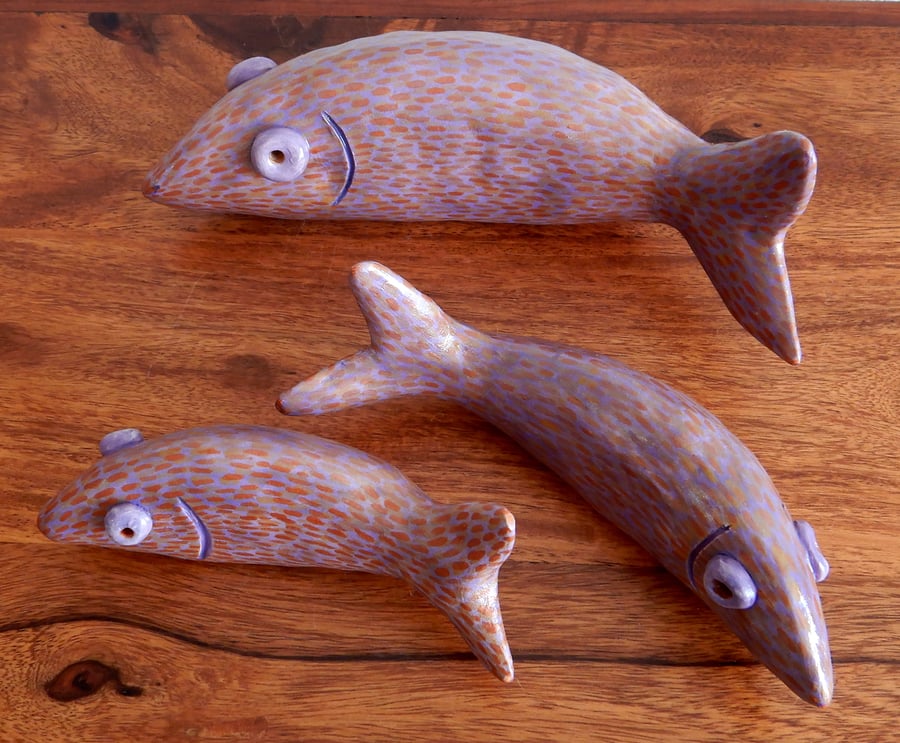 Handmade Ceramic 'Wall Mountable' Fish. Purple Lavender Colour.