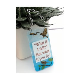 Handmade Fused Glass What If I Fall What If You Fly Hanging Picture Suncatcher 