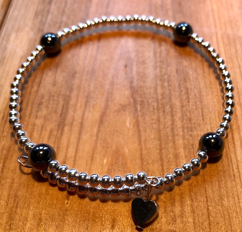 Garnet memory wire bracelet
