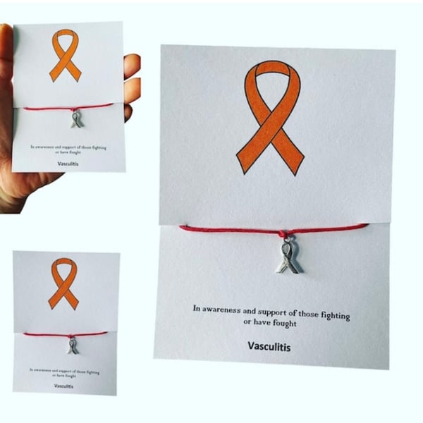 Vasculitis awareness wish bracelet red ribbon charm bracelet gift