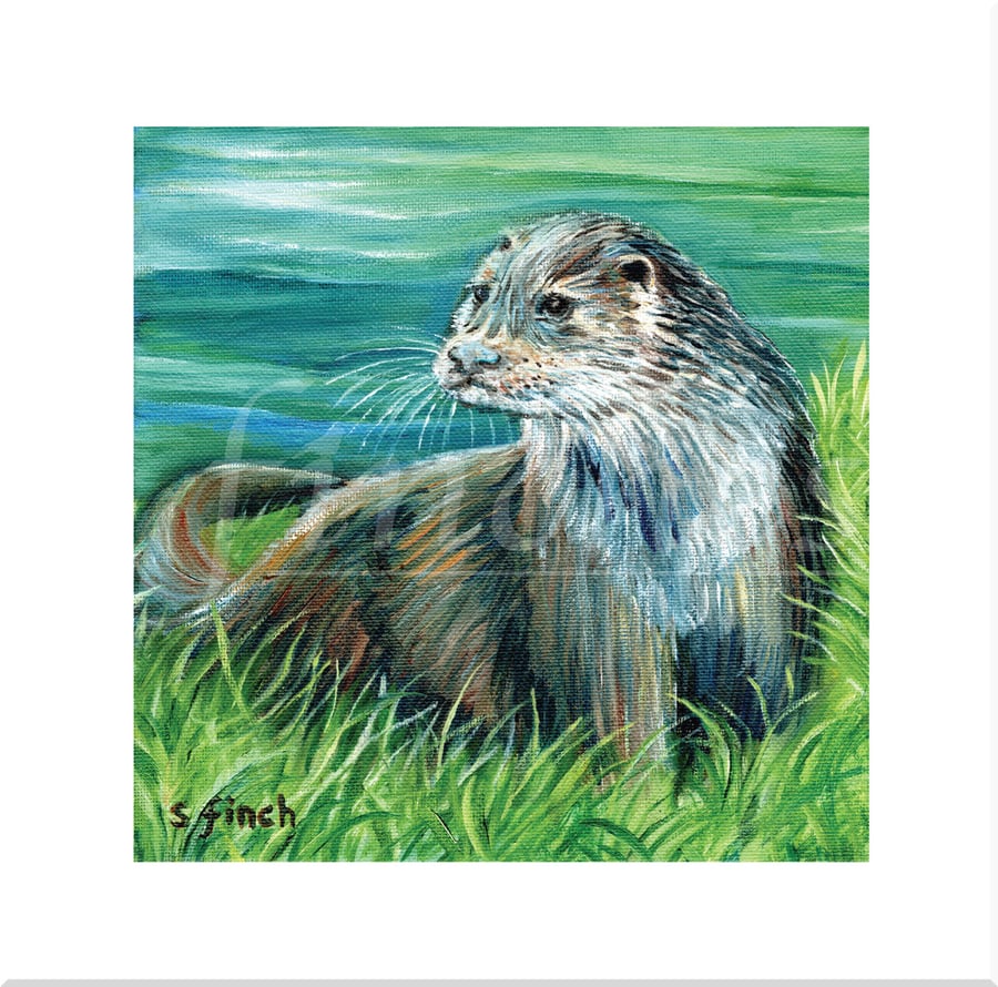 Spirit of Otter - Blank Greeting Card with nature spirit totem message