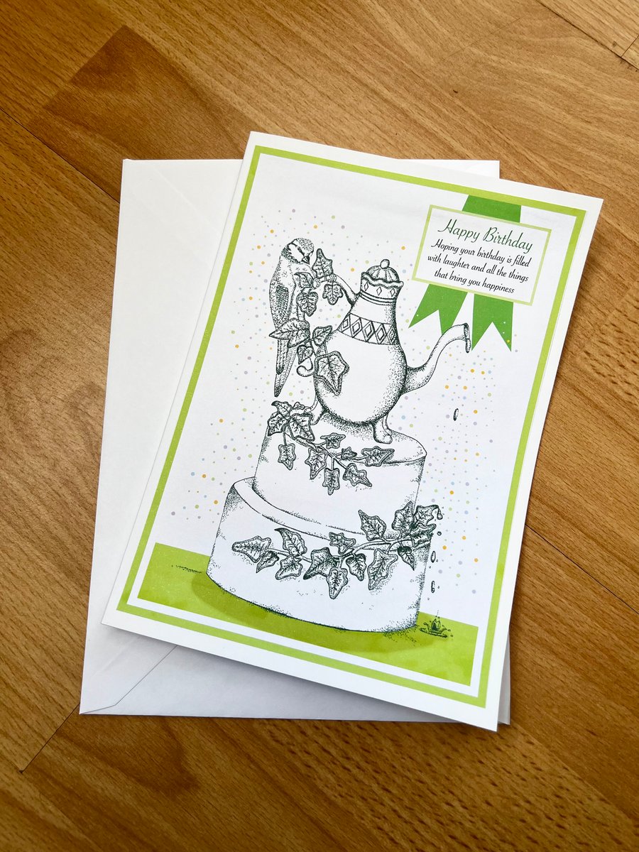 Birthday card - ‘Blue Tit Ivy cake’