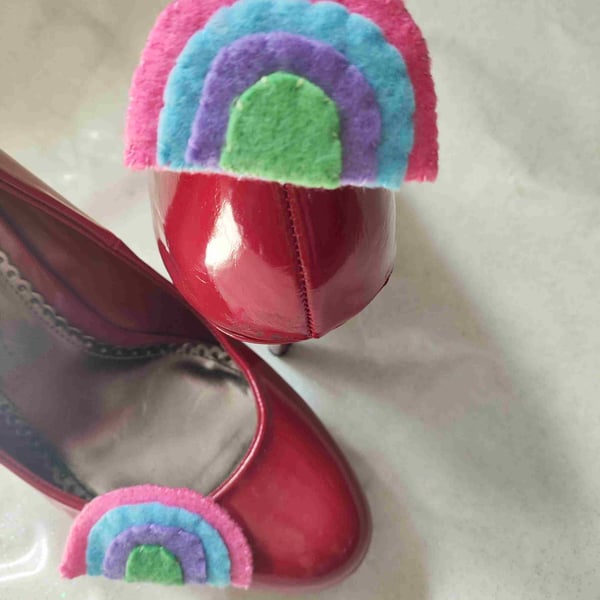 Handmade pastel rainbow shoe clips