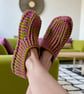 Apple & Magenta Crochet Cozy Slipper Socks - Image 8
