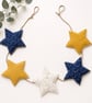 Navy, Mustard & Gold Star Fabric Bunting – Handmade Garland - Image 1
