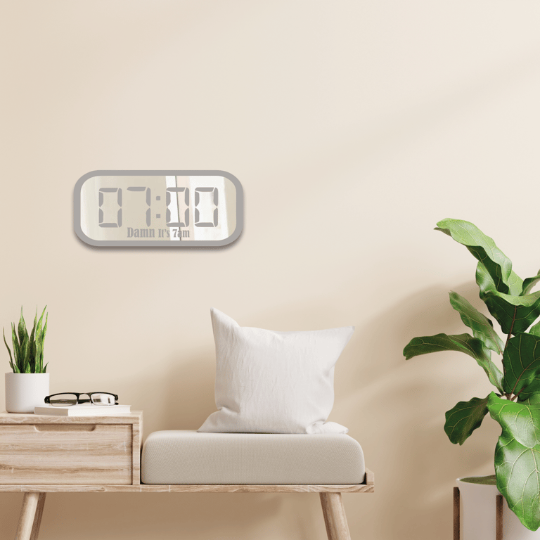 Damn It's 7am Lyric Inspired Alarm Clock Mirror Quirky Morning Bedroom Mirror 