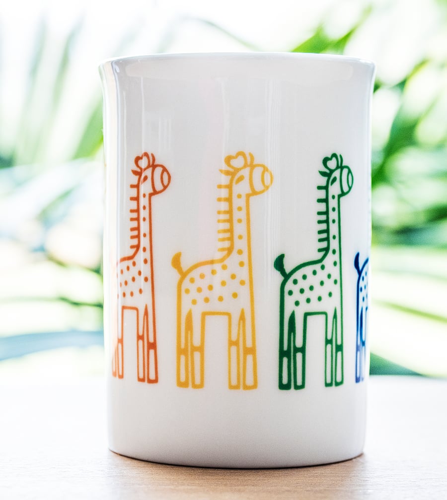 Bone China coffee mug cup fun rainbow coloured giraffes gifts for coffee lovers