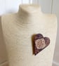 Pyrography Celtic knotwork folk heart brooch - Image 1