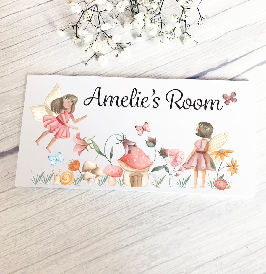 Pretty Fairy Door Sign, Personalisable Childrens Door Sign