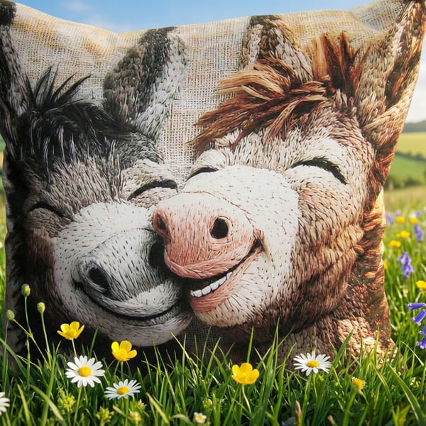 Happy Donkeys "Best Friends" Cushion