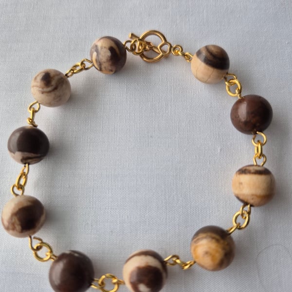 Mookite beaded rosary link bracelet 