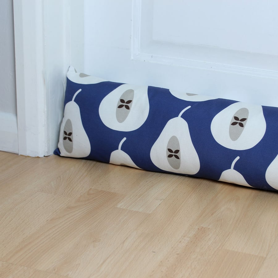 Indigo Blue Pear Fabric Draught Excluder
