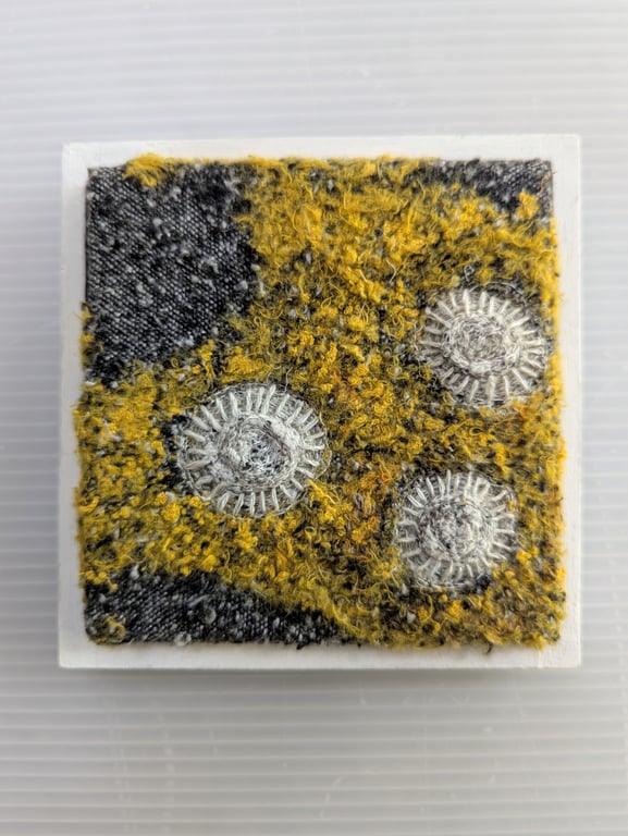 Saffron Yellow Coastal inspired Textile Art - FRAMED