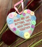 Handmade Fused Glass Mums Are Like Buttons Hanging Heart Picture Decoration - Image 9