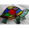 Tortoise Suncatcher Stained Glass Handmade Rainbow Turtle 