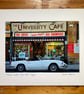 Classic Triumph Spitfire, Glasgow Signed Mounted Print FREE DELIVERY
