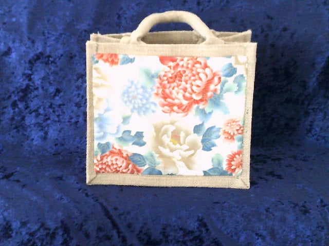 Small Jute Bag with Fabric Pocket