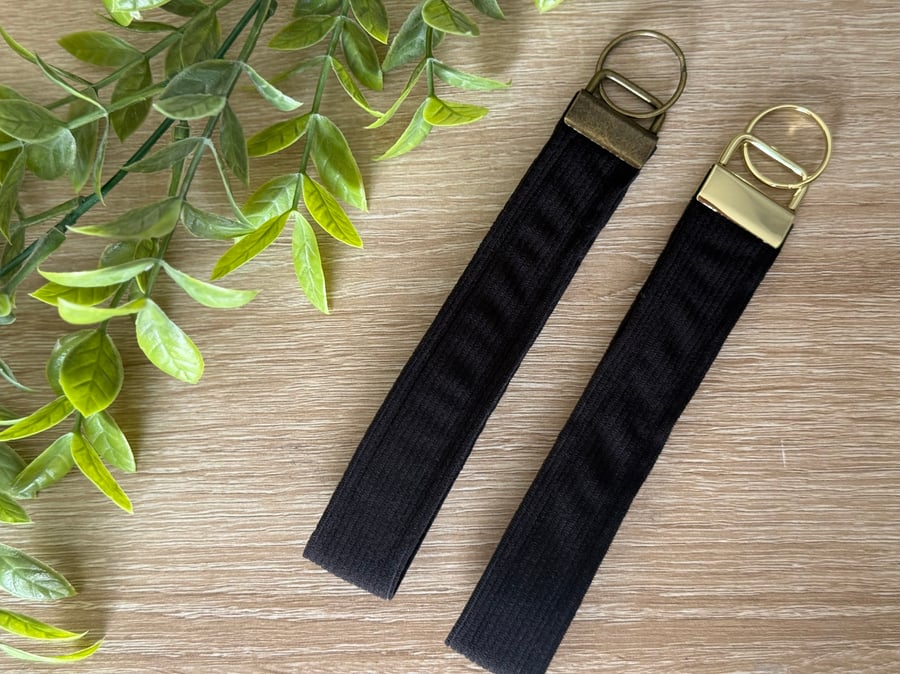 Corduroy wristlet keychain with Bronze Hardware