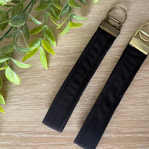 Corduroy wristlet keychain with Bronze Hardware