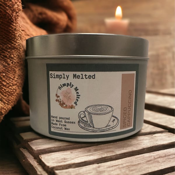 Spiced Cappuccino Scented Candle, Dark Roast Bean and Chocolate Hints 