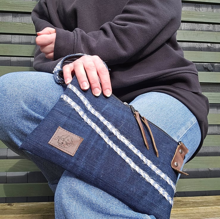 Denim clutch purse hot sale