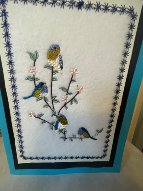 Handmade embroidered greetings card 