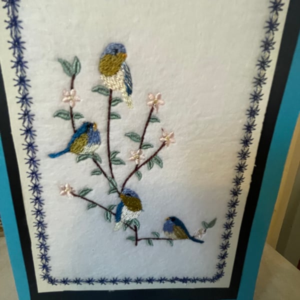 Handmade embroidered greetings card 