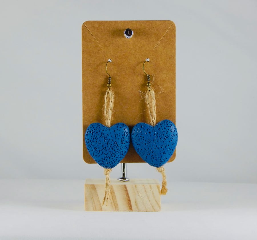 Blue heart earrings