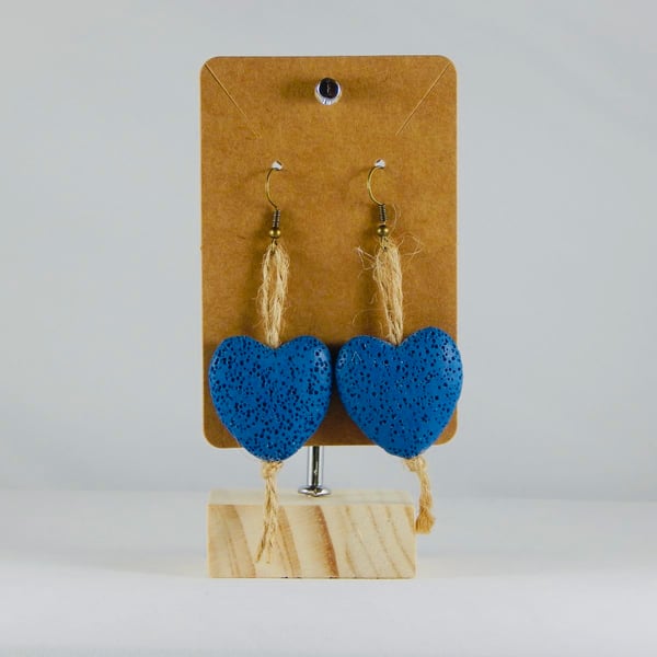 Blue heart earrings