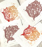 Leaf Skeleton original linocut 