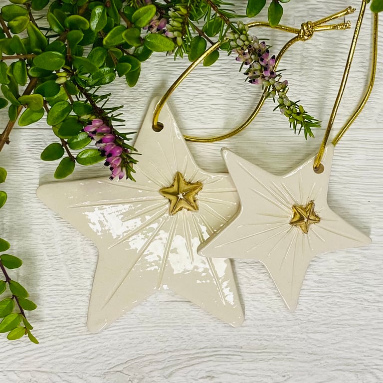 Duo ceramic star decoration