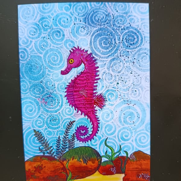 A6 Art Print Card: The Seahorse 